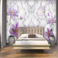 Purple Flower With Marble Background Wallpaper Mural, Custom Sizes Available Wall Murals Maughon's 