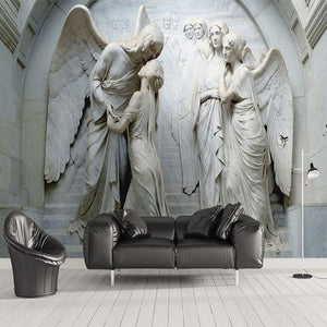 Relief Angel Sculpture Wallpaper Mural, Custom Sizes Available Household-Wallpaper Maughon's 