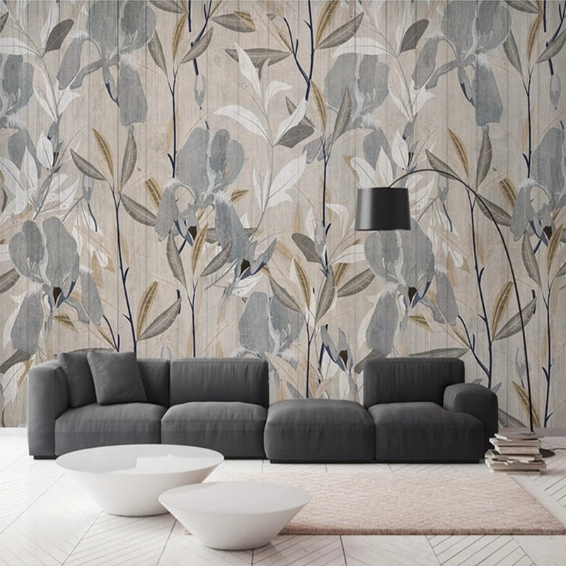 Retro Abstract Hand-Painted Flowers Wallpaper Mural, Custom Sizes Available Wall Murals Maughon's 