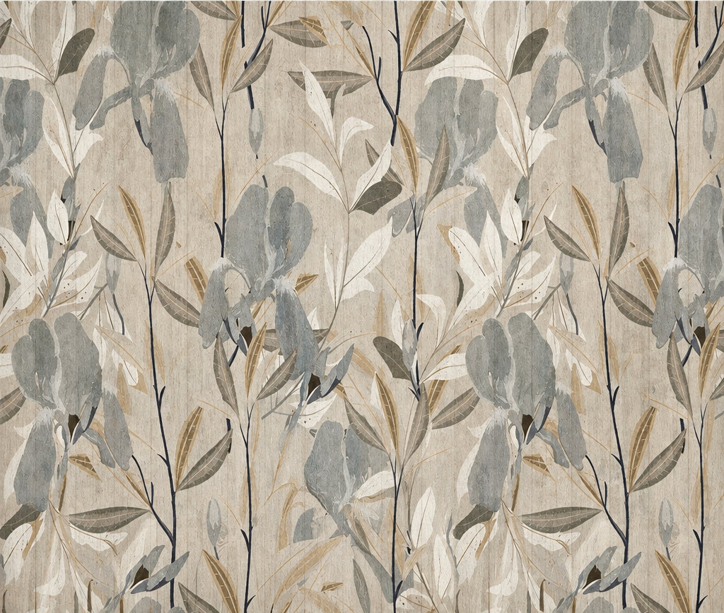 Retro Abstract Hand-Painted Flowers Wallpaper Mural, Custom Sizes Available Wall Murals Maughon's Waterproof Canvas 