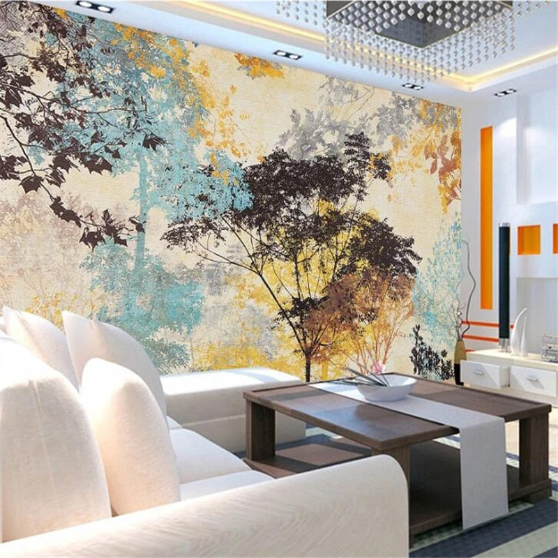 Retro Abstract Tree Silhouette Wallpaper Mural, Custom Sizes Available Wall Murals Maughon's 
