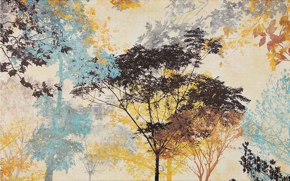 Retro Abstract Tree Silhouette Wallpaper Mural, Custom Sizes Available Wall Murals Maughon's 