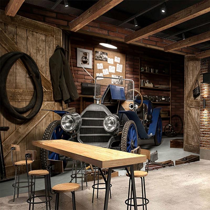 Retro Blue Car Wallpaper Mural, Custom Sizes Available Household-Wallpaper Maughon's 