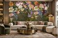 Retro Hand Painted Roses and Flowers Wallpaper Mural, Custom Sizes Available Wall Murals Maughon's 