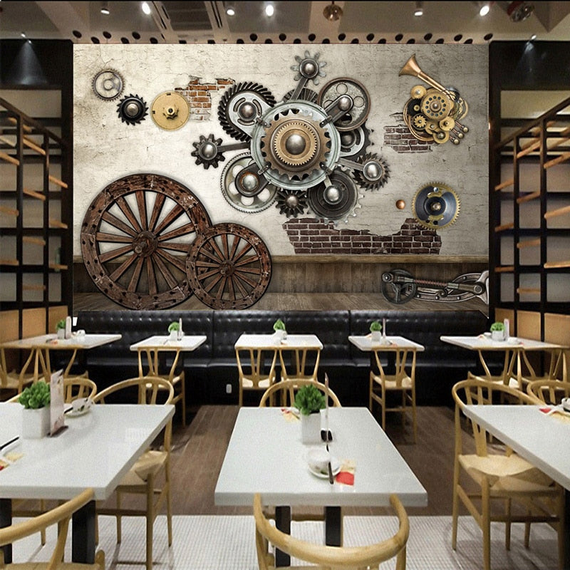 Retro Mechanical Gear Wallpaper Mural, Custom Sizes Available Wall Murals Maughon's 