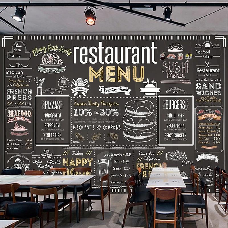 Retro Restaurant Menu Board Wallpaper Mural, Custom Sizes Available Maughon's 