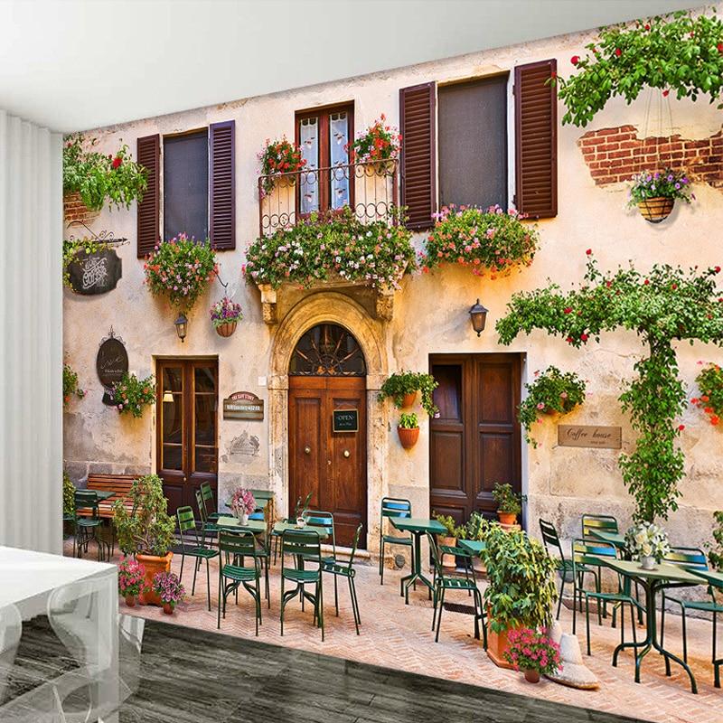 Retro Street Cafe Restaurant Wallpaper Mural, Custom Sizes Available Maughon's 