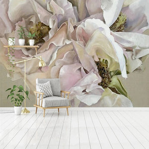 Retro White Rose Wallpaper Mural, Custom Sizes Available Wall Murals Maughon's Waterproof Canvas 