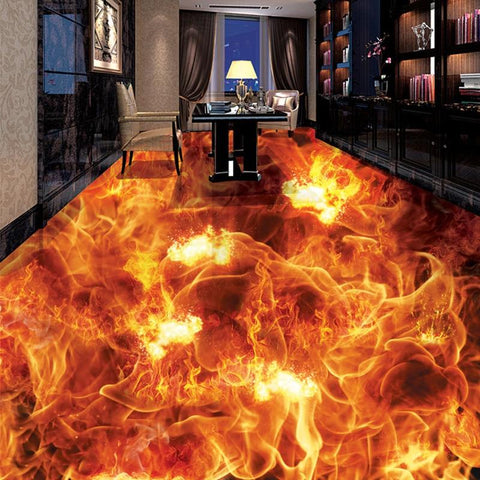 Image of Roaring Flames Self Adhesive Floor Mural, Custom Sizes Available Maughon's 