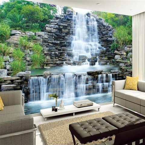 Image of Rock Wall Waterfall Wallpaper Mural, Custom Sizes Available Maughon's 