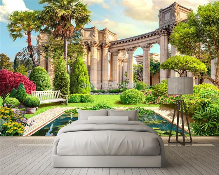 Roman Columns Garden Wallpaper Mural, Custom Sizes Available Household-Wallpaper Maughon's 