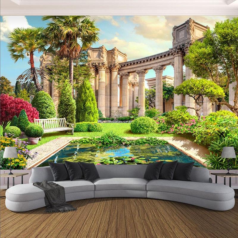Roman Columns Garden Wallpaper Mural, Custom Sizes Available Household-Wallpaper Maughon's 