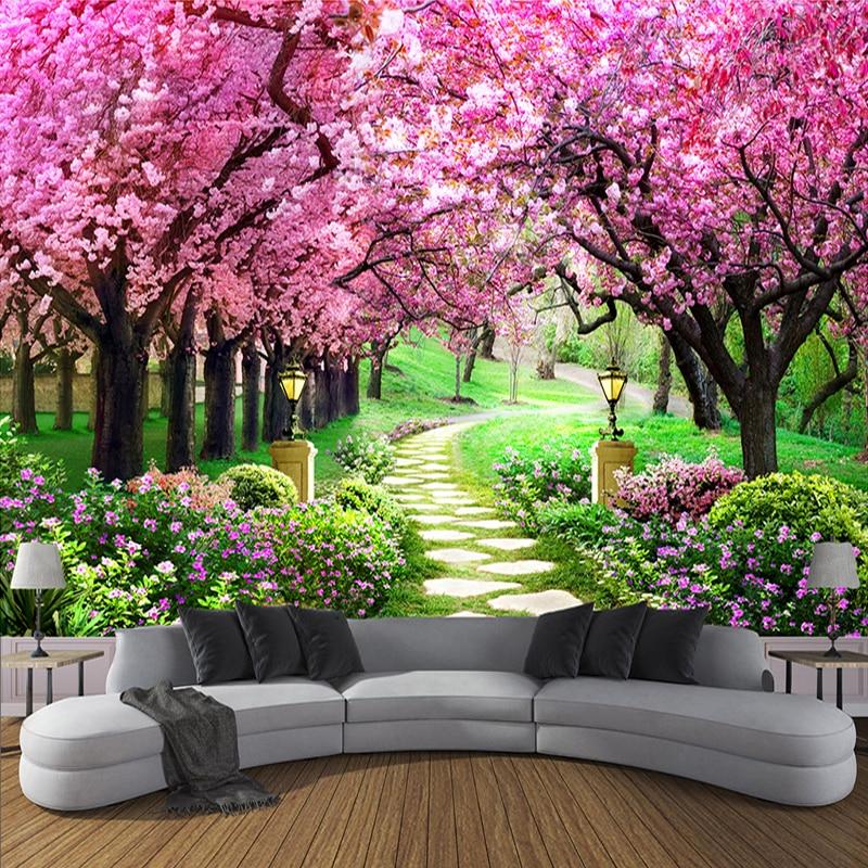 Romantic Cherry Blossom Tree Wallpaper Mural, Custom Sizes Available Household-Wallpaper Maughon's 