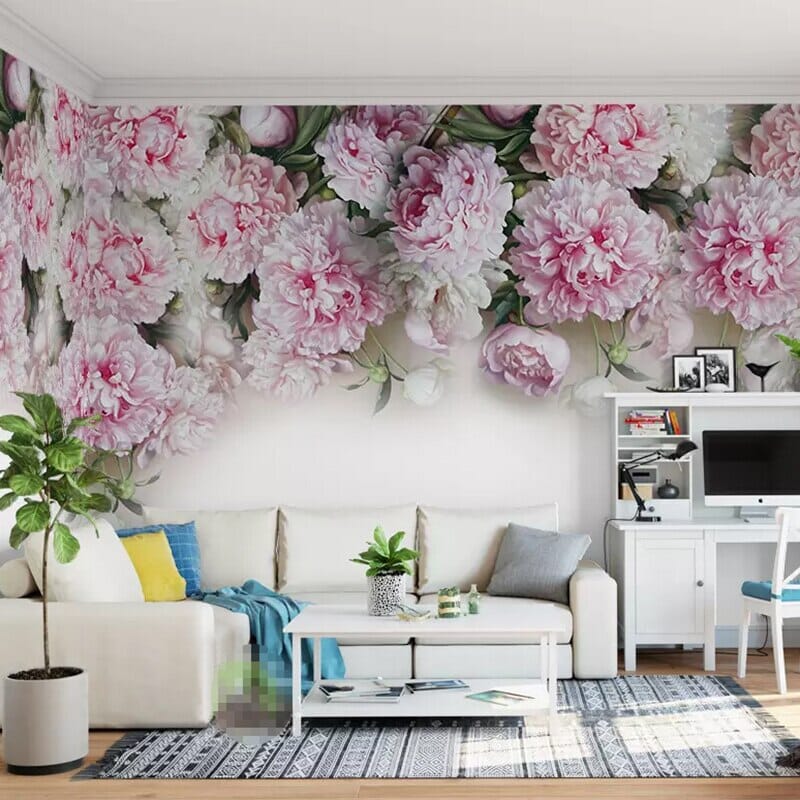 Romantic Peony Flowers Wallpaper Murals, Custom Sizes Available Wall Murals Maughon's 