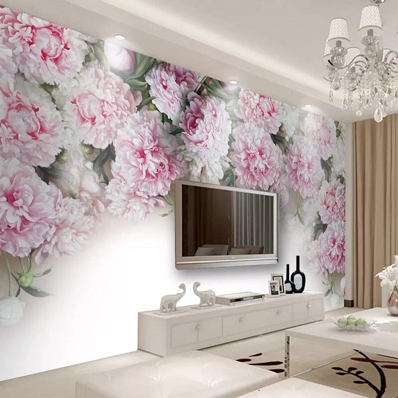 Romantic Peony Flowers Wallpaper Murals, Custom Sizes Available Wall Murals Maughon's 