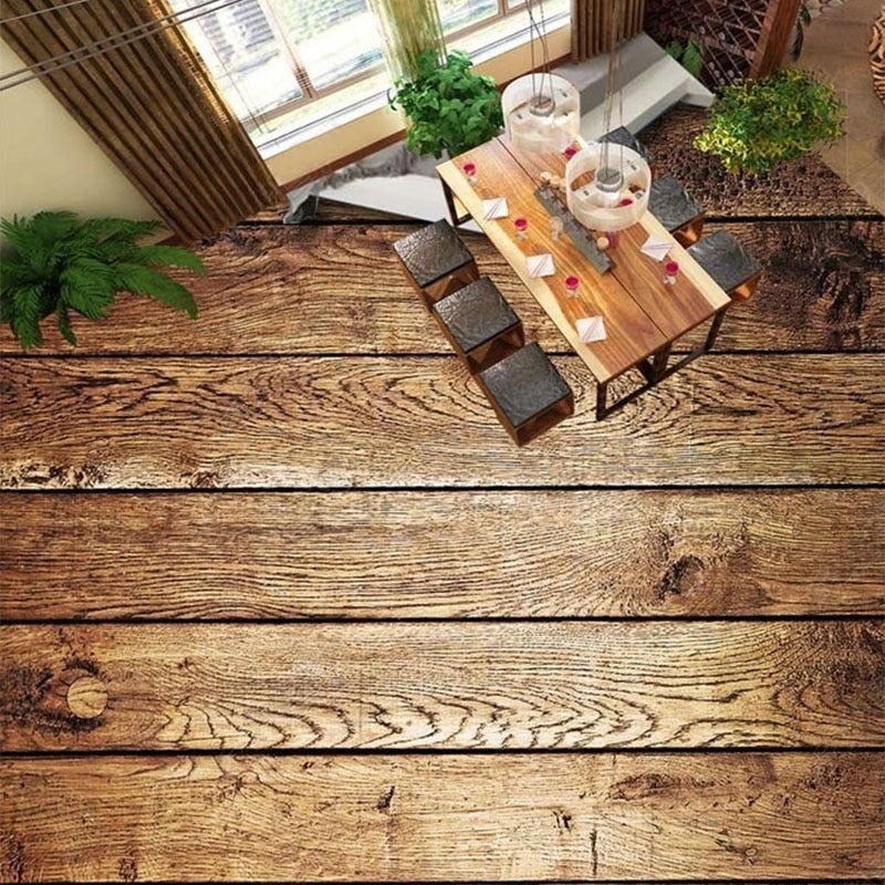 Rustic Wooden Board Self Adhesive Floor Mural, Custom Sizes Available Maughon's 
