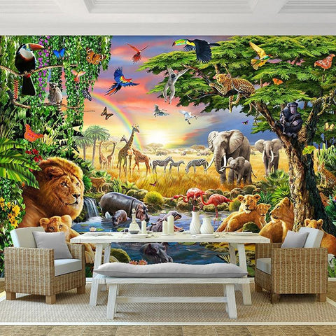 Image of Safari Animals Wallpaper Mural, Custom Sizes Available Maughon's 