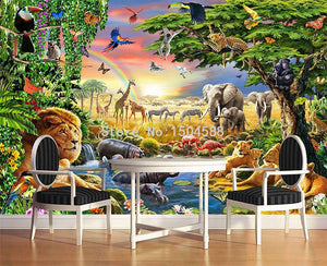 Safari Animals Wallpaper Mural, Custom Sizes Available
