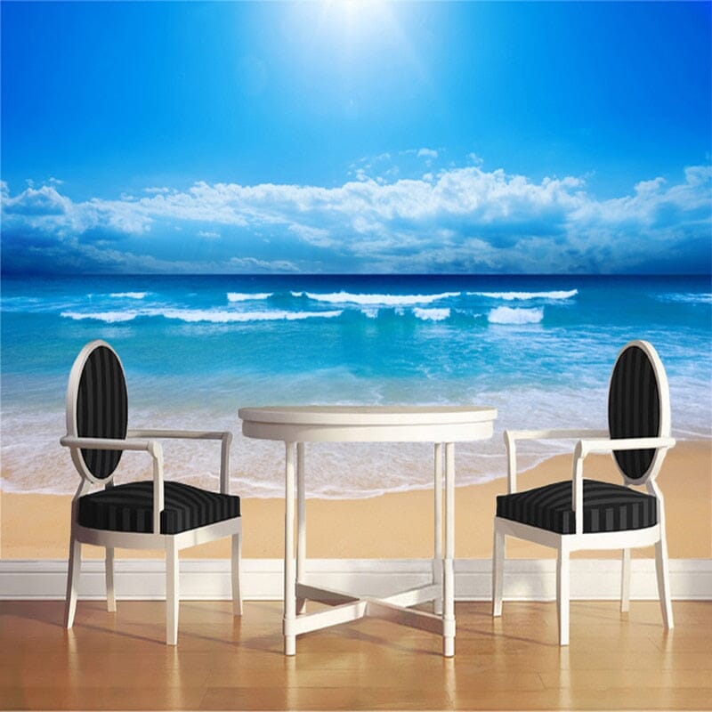 Sandy Beach and Beautiful Clouds Wallpaper Mural, Custom Sizes Available Wall Murals Maughon's 