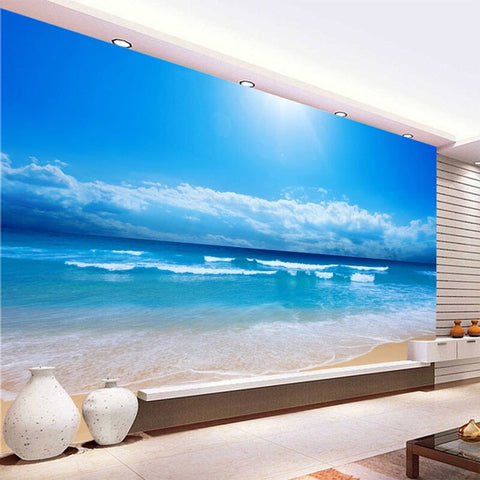 Image of Sandy Beach and Beautiful Clouds Wallpaper Mural, Custom Sizes Available Wall Murals Maughon's 