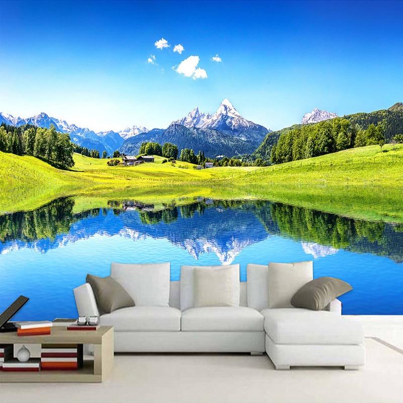 Scenic Mountain and Lake Reflection Wallpaper Mural. Custom Sizes Available Household-Wallpaper Maughon's 