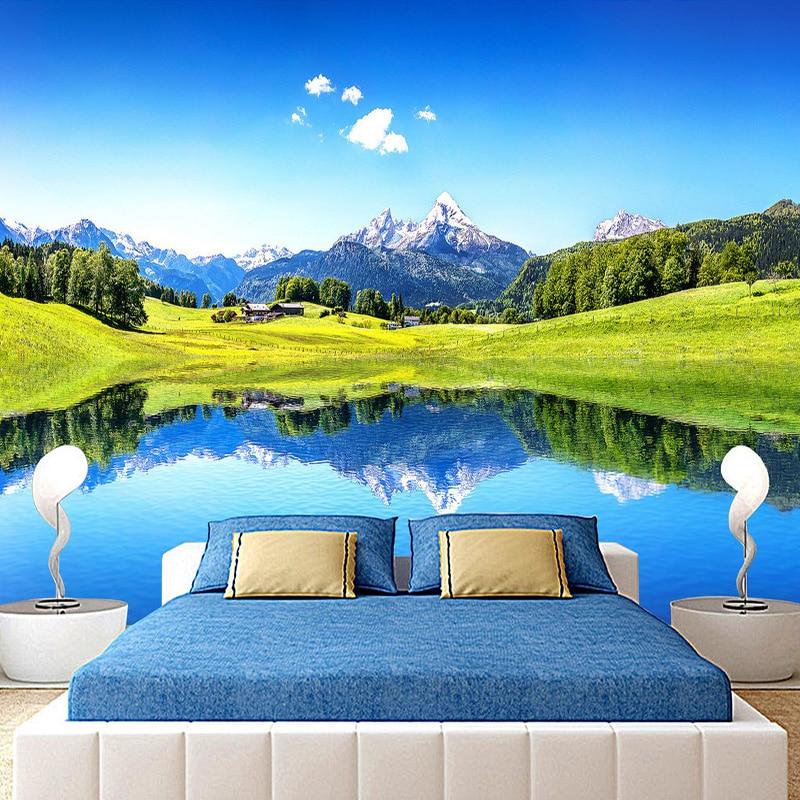 Scenic Mountain and Lake Reflection Wallpaper Mural. Custom Sizes Available Household-Wallpaper Maughon's 