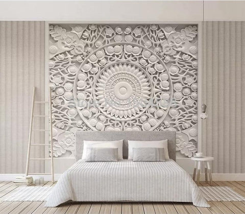 Image of Sculpted Round Medallion Design Wallpaper Mural, Custom Sizes Available Maughon's 