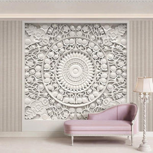 Sculpted Round Medallion Design Wallpaper Mural, Custom Sizes Available Maughon's 