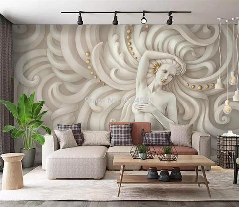 Image of Sculpture Angel Wallpaper Mural, Custom Sizes Available Household-Wallpaper Maughon's 