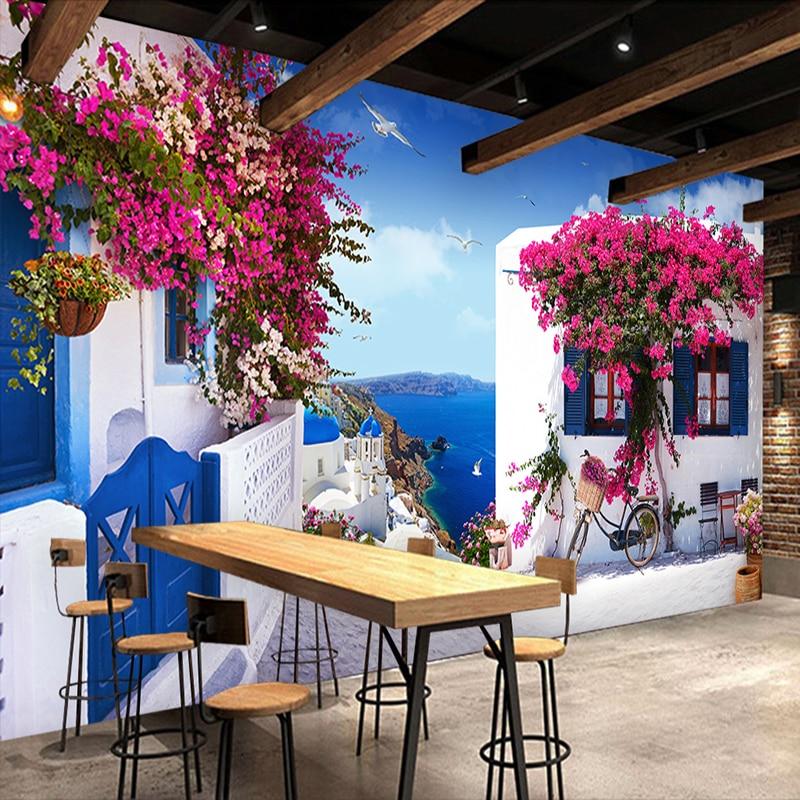Seascape With Bougainvillea Wallpaper Mural, Custom Sizes Available Maughon's 