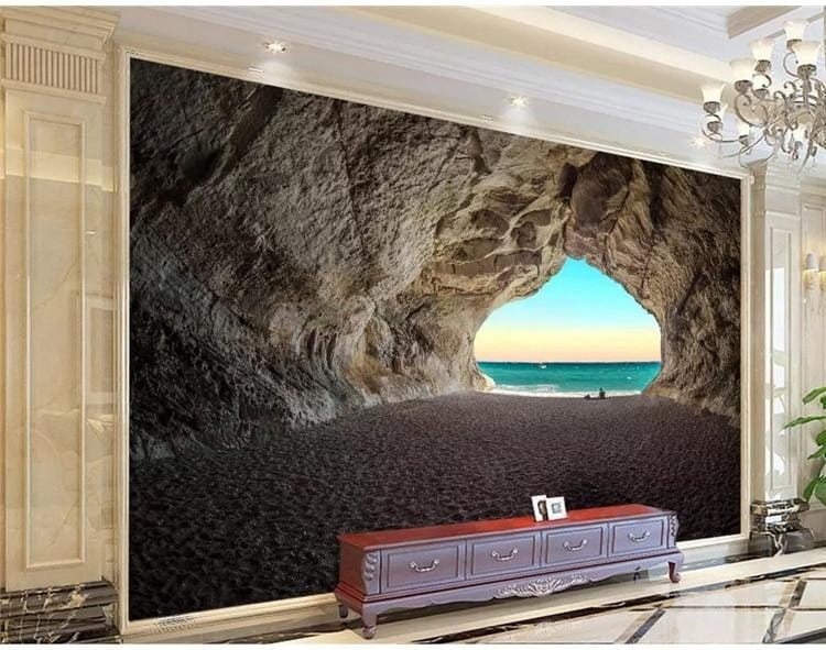 Seaside Cave Wallpaper Mural, Custom Sizes Available