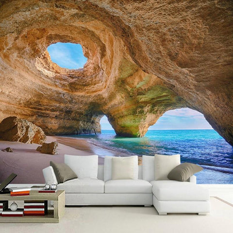 Image of Seaside Cave Wallpaper Mural, Custom Sizes Available Household-Wallpaper Maughon's 