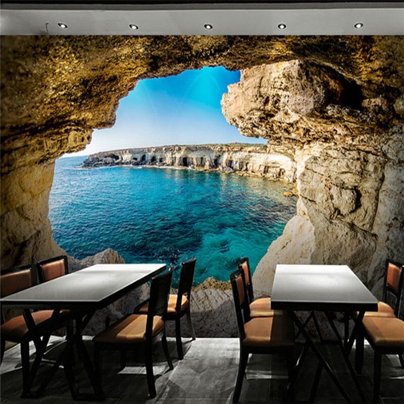 Seaside Cave Wallpaper Mural, Custom Sizes Available Wall Murals Maughon's 