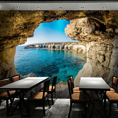 Image of Seaside Cave Wallpaper Mural, Custom Sizes Available Wall Murals Maughon's 