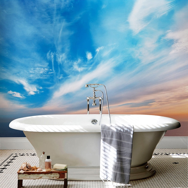 Self-adhesive Blue Sky And Clouds Wallpaper Mural, Custom Sizes Available Wall Murals Maughon's 
