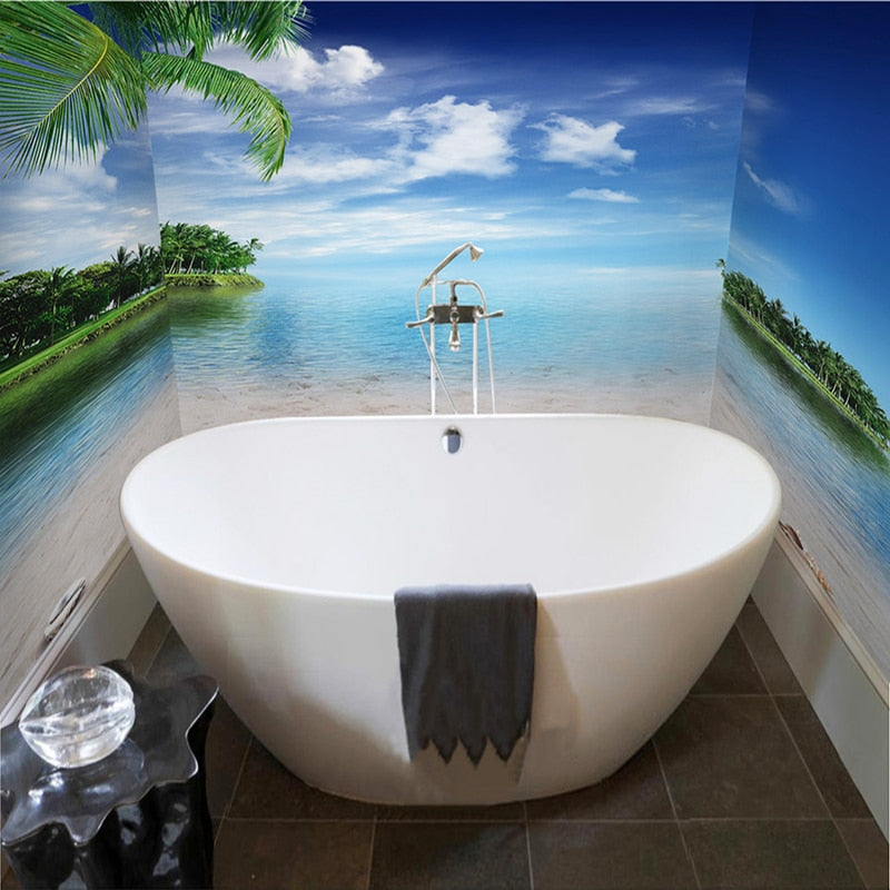 Self Adhesive Calm Bay Bathroom Mural, Custom Sizes Available Wall Murals Maughon's 