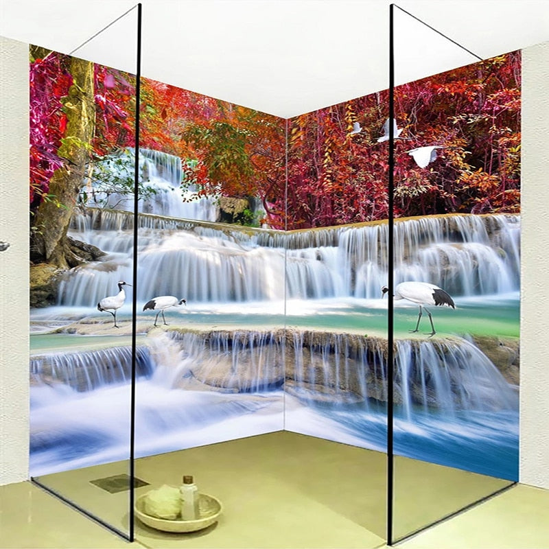 Self Adhesive Cascading Waterfall In Spring Bathroom Mural, Custom Sizes Available Wall Murals Maughon's 