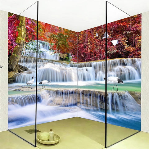 Image of Self Adhesive Cascading Waterfall In Spring Bathroom Mural, Custom Sizes Available Wall Murals Maughon's 