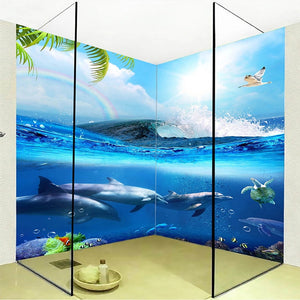 Self-Adhesive Dolphin Pod Bathroom Mural, Custom Sizes Available Wall Murals Maughon's 