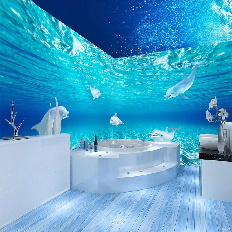Self adhesive Dolphin Pod Wallpaper Mural, Custom Sizes Available Wall Murals Maughon's 