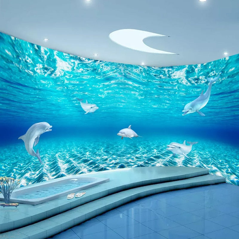 Self adhesive Dolphin Pod Wallpaper Mural, Custom Sizes Available Wall Murals Maughon's 