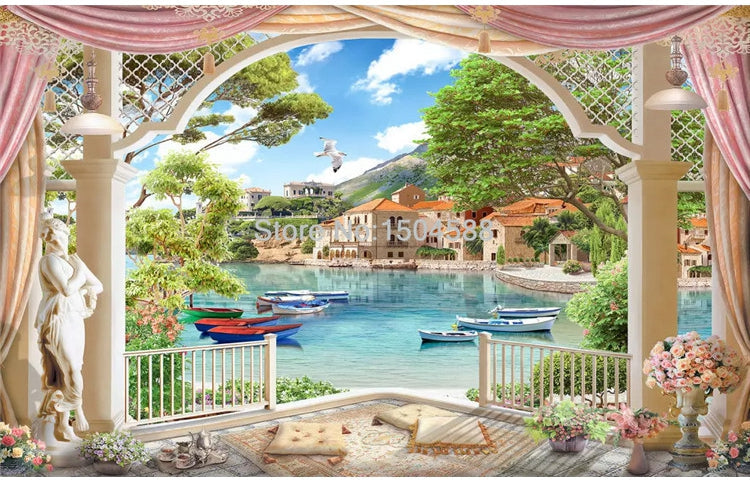Self Adhesive Italian Bay Bathroom Mural, Custom Sizes Available Wall Murals Maughon's 
