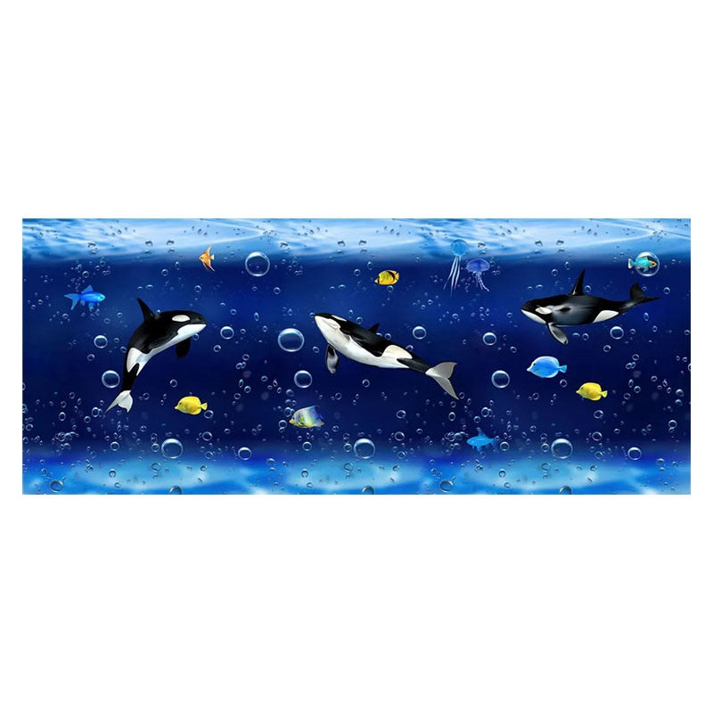 Self Adhesive Killer Whales and Fishes Bathroom Wallpaper Mural, Custom Sizes Available Wall Murals Maughon's 