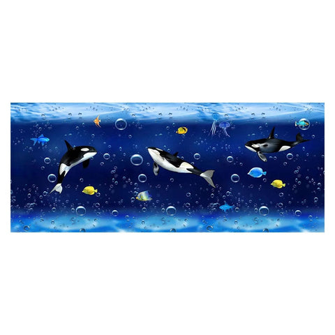 Image of Self Adhesive Killer Whales and Fishes Bathroom Wallpaper Mural, Custom Sizes Available Wall Murals Maughon's 