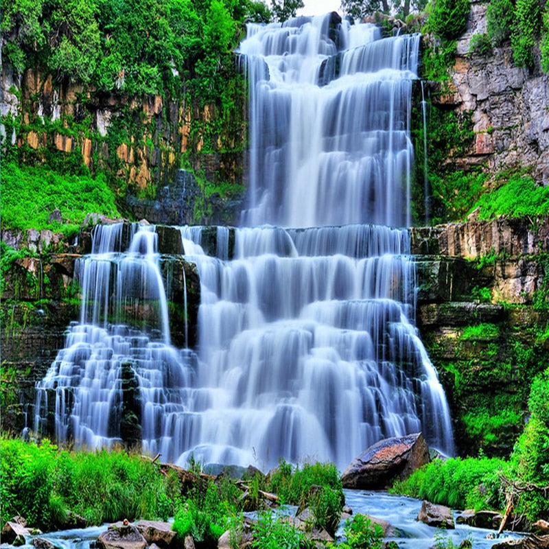 Self Adhesive Waterfall Over Rocks Bathroom Mural, Custom Sizes Available Wall Murals Maughon's 