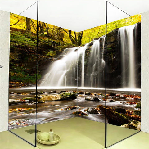 Image of Self Adhesive Waterfalls Over Rock Bathroom Mural, Custom Sizes Available Wall Murals Maughon's 