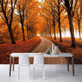 Serene Autumn Trees and Road Wallpaper Mural, Custom Sizes Available Household-Wallpaper Maughon's 