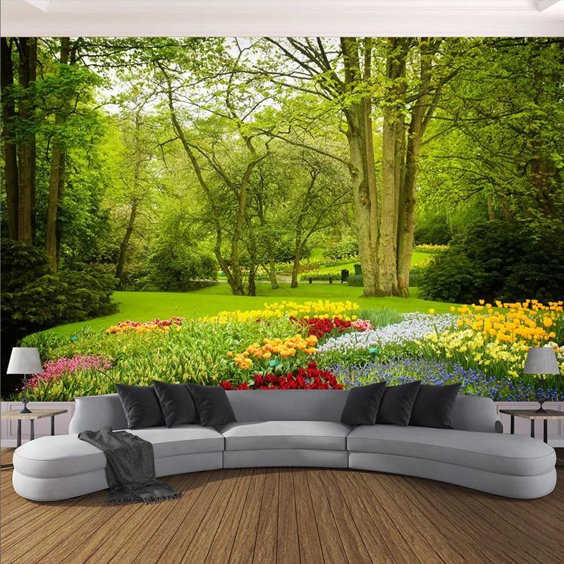 Serene Landscape with flowers Wallpaper Mural, Custom Sizes Available Maughon's 