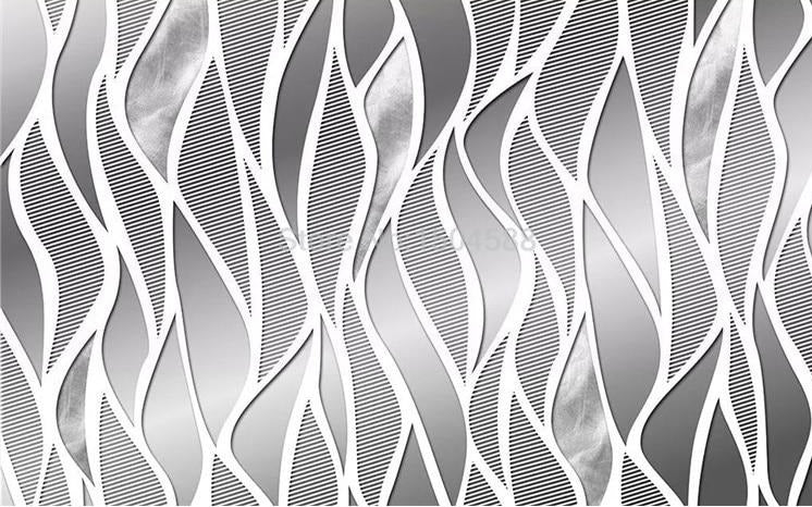Silver Curvy Stripes Wallpaper Mural, Custom Sizes Available Household-Wallpaper Maughon's 