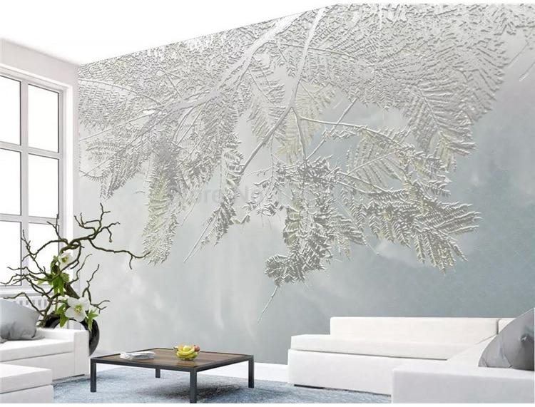Silver Frosted Leaves Wallpaper Mural, Custom Sizes Available Wall Murals Maughon's 
